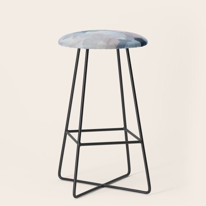 Final Flourishing - Navy Indigo Gray Blue Blush Pink Lavender Abstract Floral Spring Wall Art Stool Gallery Image 1