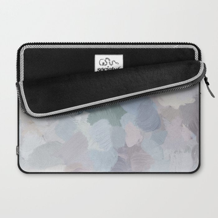 Final Flourishing - Navy Indigo Gray Blue Blush Pink Lavender Abstract Floral Spring Wall Art Laptop Sleeve Gallery Image 2