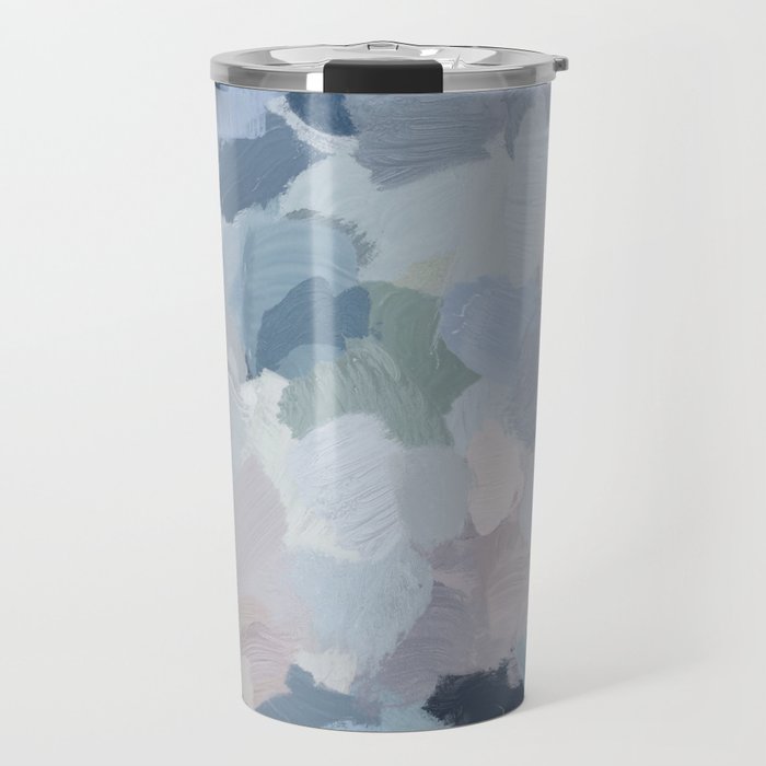 Final Flourishing - Navy Indigo Gray Blue Blush Pink Lavender Abstract Floral Spring Wall Art Travel Mug Gallery Image 1