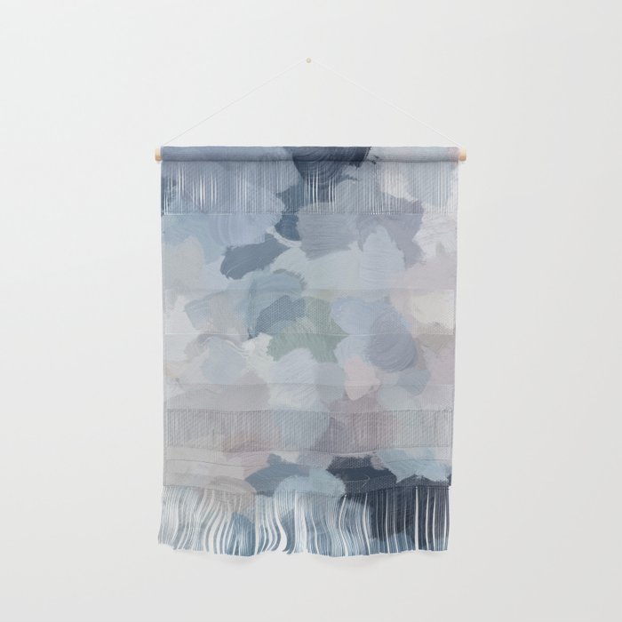 Final Flourishing - Navy Indigo Gray Blue Blush Pink Lavender Abstract Floral Spring Wall Art Wall Hanging Gallery Image 1