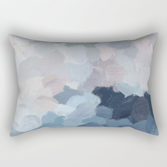 Final Flourishing - Navy Indigo Gray Blue Blush Pink Lavender Abstract Floral Spring Wall Art Rectangular Pillow Gallery Image 2