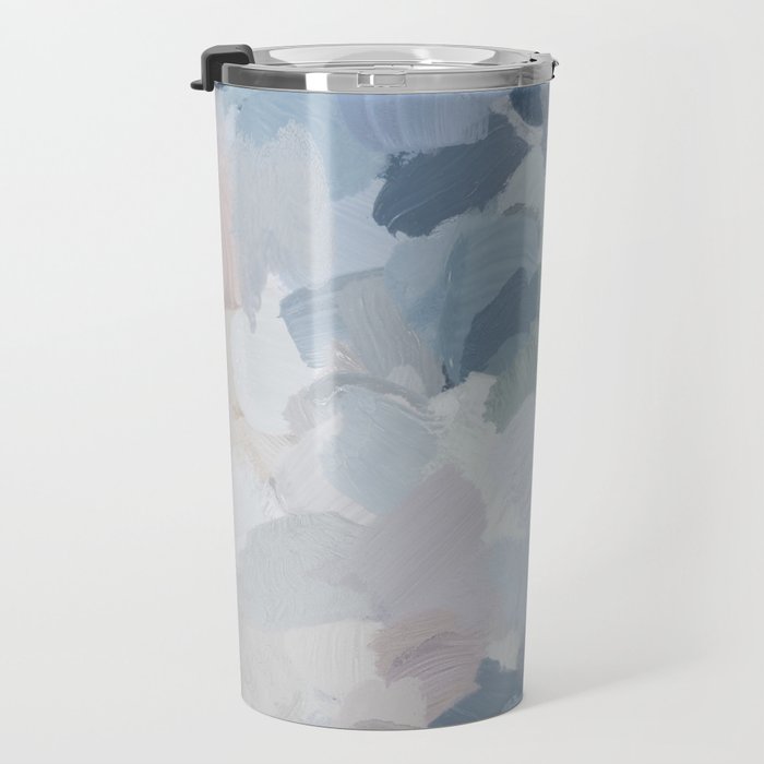 Final Flourishing - Navy Indigo Gray Blue Blush Pink Lavender Abstract Floral Spring Wall Art Travel Mug Gallery Image 3