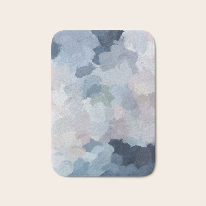 Final Flourishing - Navy Indigo Gray Blue Blush Pink Lavender Abstract Floral Spring Wall Art Bath Mat Gallery Image 1