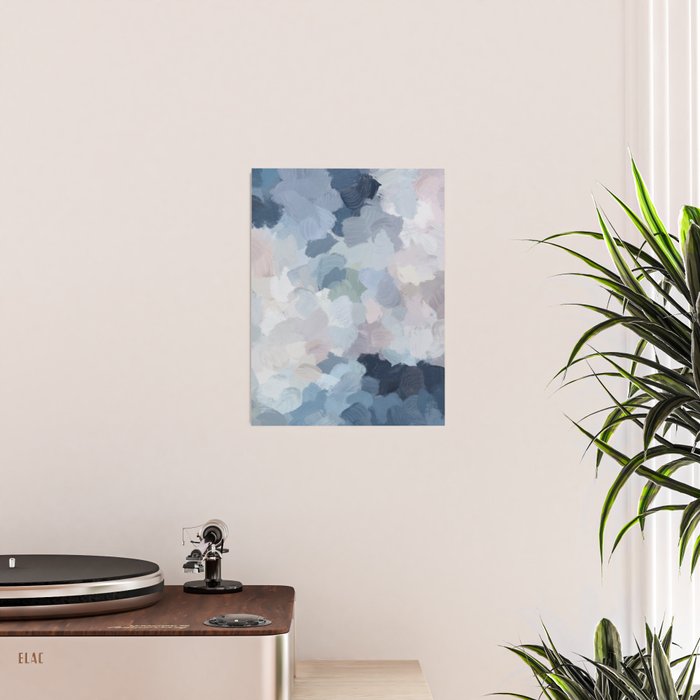 Final Flourishing - Navy Indigo Gray Blue Blush Pink Lavender Abstract Floral Spring Wall Art Poster Gallery Image 2