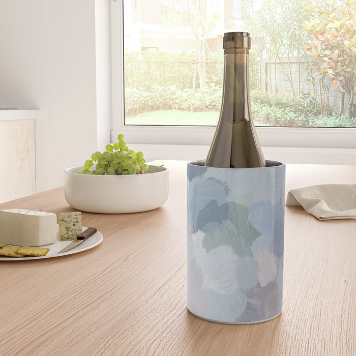 Final Flourishing - Navy Indigo Gray Blue Blush Pink Lavender Abstract Floral Spring Wall Art Wine Chiller Gallery Image 4