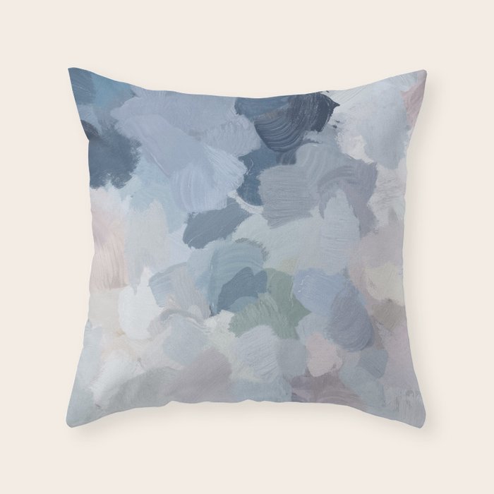 Final Flourishing - Navy Indigo Gray Blue Blush Pink Lavender Abstract Floral Spring Wall Art Throw Pillow Gallery Image 6
