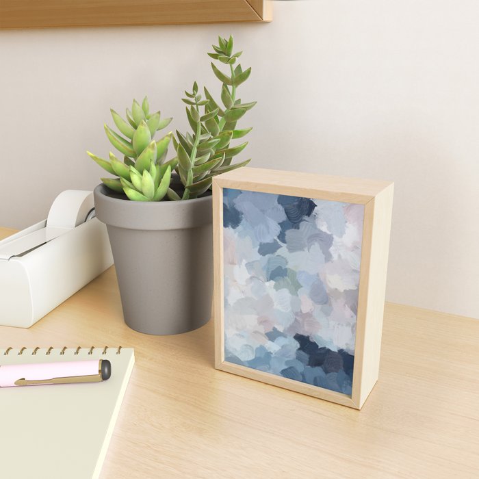 Final Flourishing - Navy Indigo Gray Blue Blush Pink Lavender Abstract Floral Spring Wall Art Mini Art Print Gallery Image 2