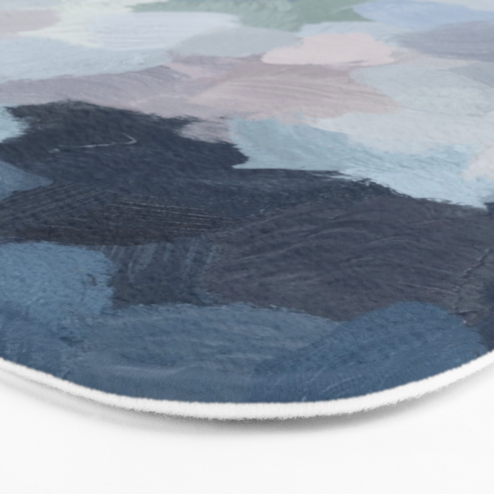 Final Flourishing - Navy Indigo Gray Blue Blush Pink Lavender Abstract Floral Spring Wall Art Bath Mat Gallery Image 3