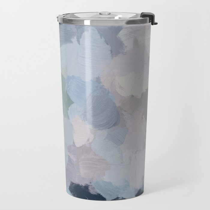 Final Flourishing - Navy Indigo Gray Blue Blush Pink Lavender Abstract Floral Spring Wall Art Travel Mug Gallery Image 2