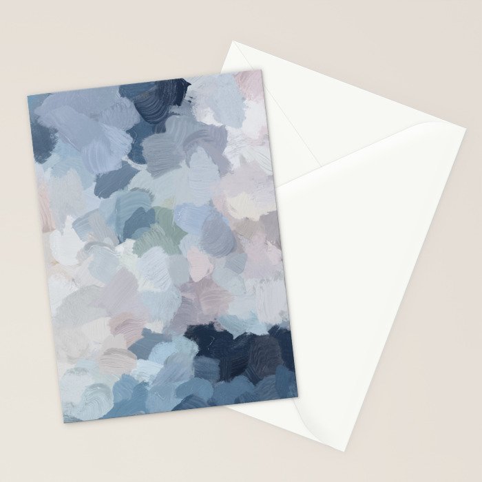 Final Flourishing - Navy Indigo Gray Blue Blush Pink Lavender Abstract Floral Spring Wall Art Stationery Card Gallery Image 2