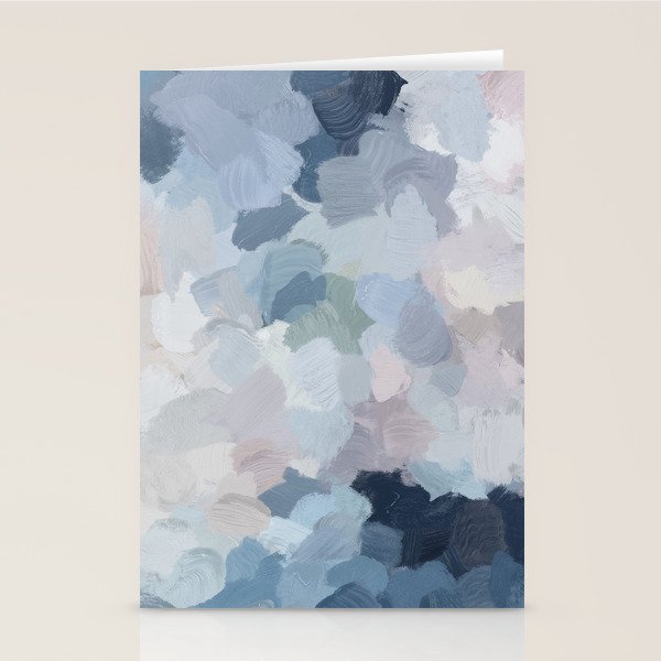 Final Flourishing - Navy Indigo Gray Blue Blush Pink Lavender Abstract Floral Spring Wall Art Stationery Card Gallery Image 1