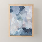 Final Flourishing - Navy Indigo Gray Blue Blush Pink Lavender Abstract Floral Spring Wall Art Mini Art Print Gallery Image 1