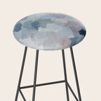Final Flourishing - Navy Indigo Gray Blue Blush Pink Lavender Abstract Floral Spring Wall Art Stool Gallery Image 2