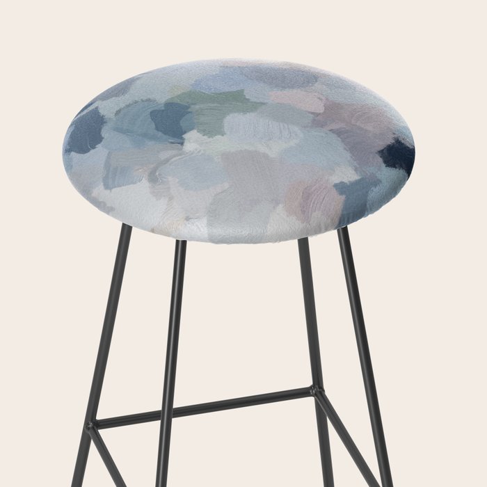 Final Flourishing - Navy Indigo Gray Blue Blush Pink Lavender Abstract Floral Spring Wall Art Stool Gallery Image 2