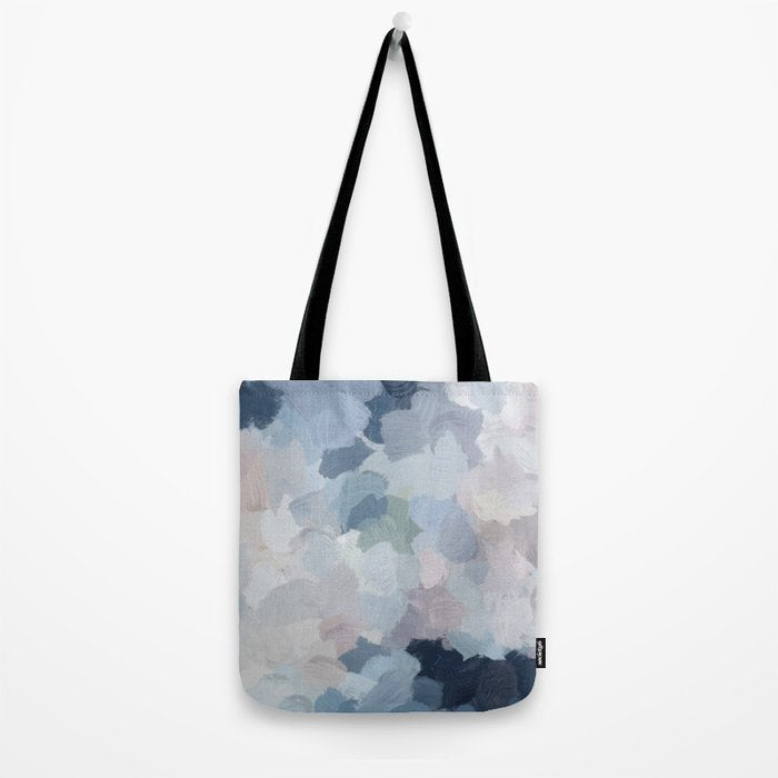 Final Flourishing - Navy Indigo Gray Blue Blush Pink Lavender Abstract Floral Spring Wall Art Tote Bag Gallery Image 2
