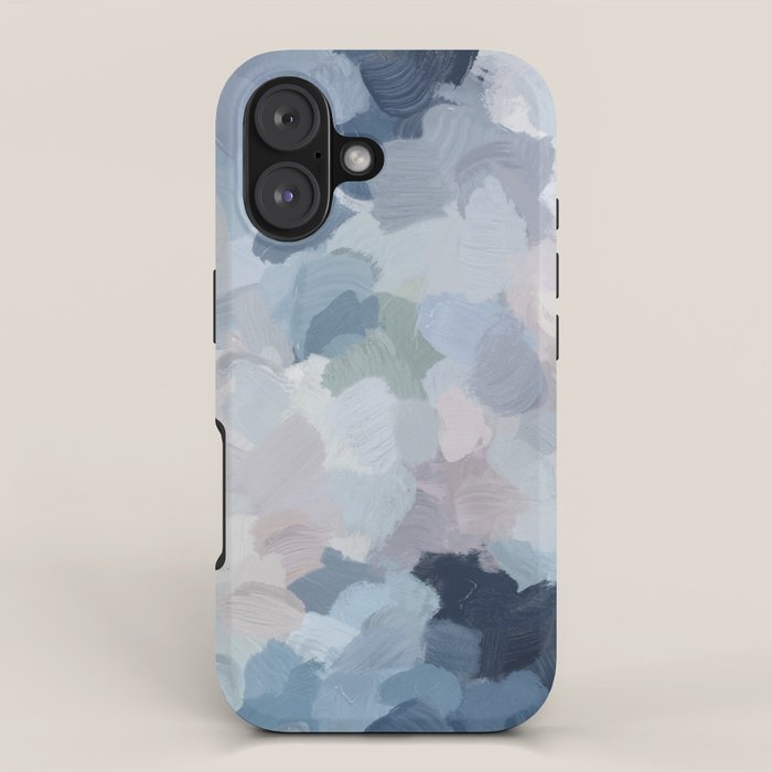 Final Flourishing - Navy Indigo Gray Blue Blush Pink Lavender Abstract Floral Spring Wall Art iPhone Case Gallery Image 1