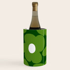 Spring Green Retro Flowers Dark Green Background #decor #society6 #buyart Wine Chiller Gallery Image 1