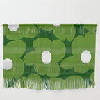 Spring Green Retro Flowers Dark Green Background #decor #society6 #buyart Wall Hanging Gallery Image 1