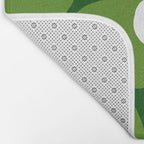 Spring Green Retro Flowers Dark Green Background #decor #society6 #buyart Bath Mat Gallery Image 2