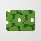 Spring Green Retro Flowers Dark Green Background #decor #society6 #buyart Bath Mat Gallery Image 1