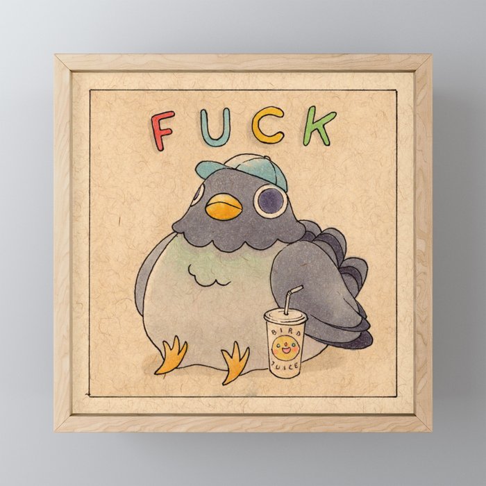 'Fuck' Pigeon 01 Mini Art Print Gallery Image 1