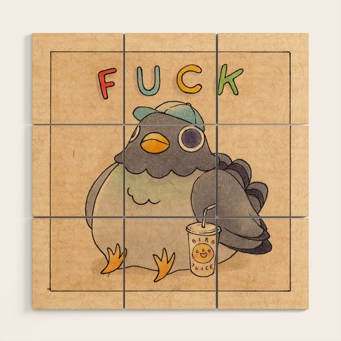 'Fuck' Pigeon 01 Wood Wall Art Gallery Image 1