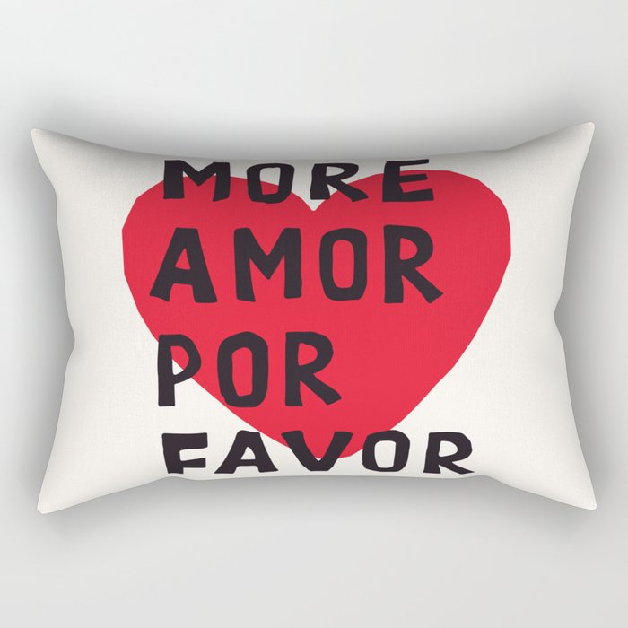 More Amor Por Favor in Black & White Rectangular Pillow Gallery Image 1