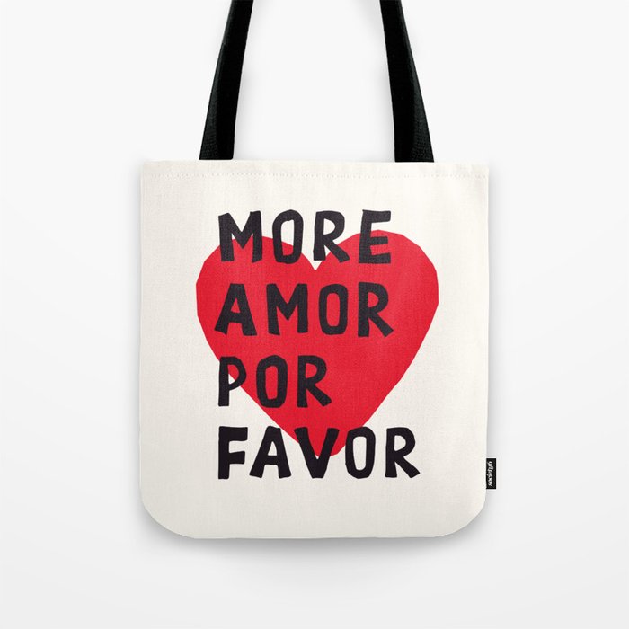 More Amor Por Favor in Black & White Tote Bag Gallery Image 1