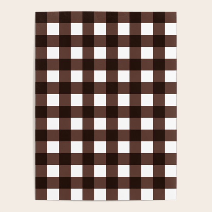 Classic Brown Gingham Checkered Pattern Poster Gallery Image 1
