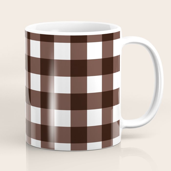 Classic Brown Gingham Checkered Pattern Coffee Mug Gallery Image 1