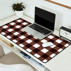 Classic Brown Gingham Checkered Pattern Desk Mat Gallery Image 2