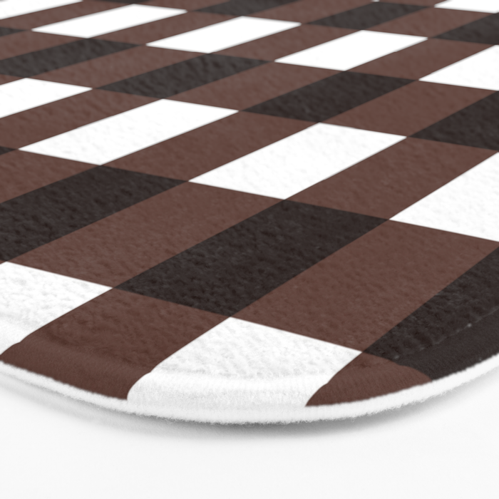 Classic Brown Gingham Checkered Pattern Bath Mat Gallery Image 3
