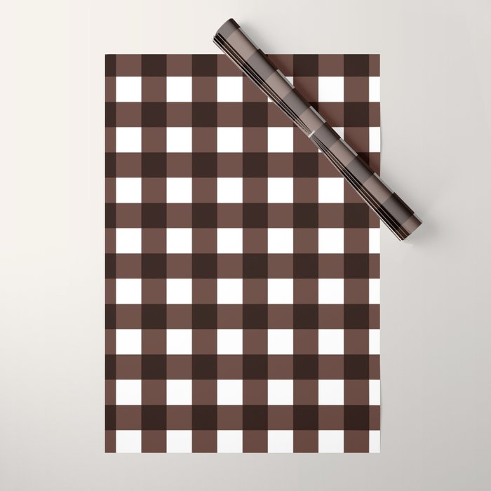 Classic Brown Gingham Checkered Pattern Wrapping Paper Gallery Image 1