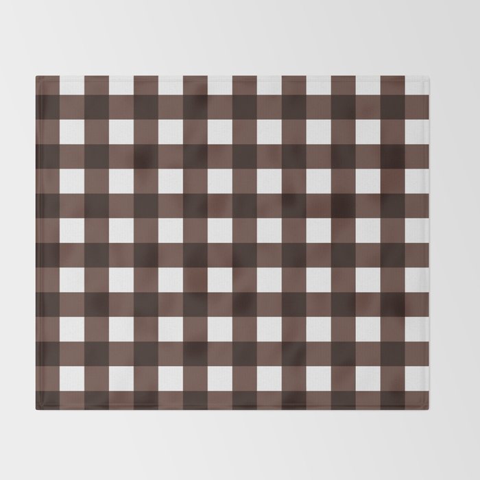 Classic Brown Gingham Checkered Pattern Throw Blanket Gallery Image 2