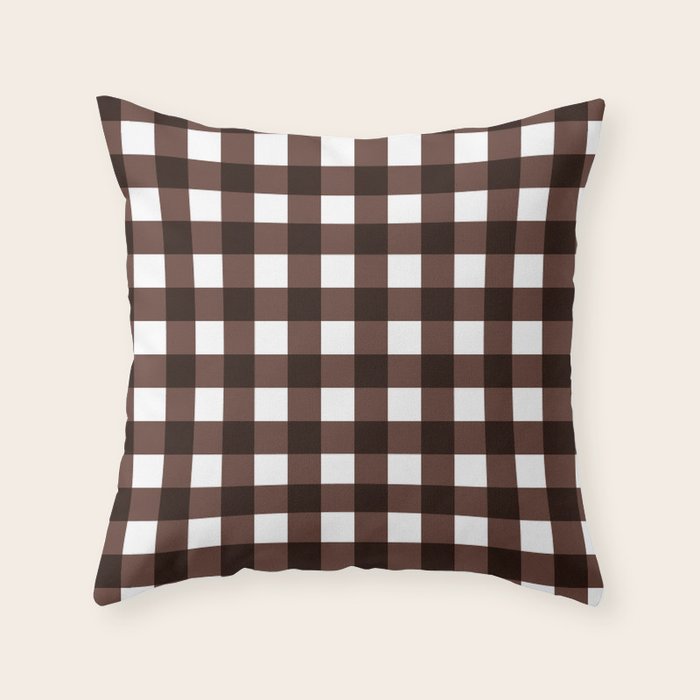 Classic Brown Gingham Checkered Pattern Throw Pillow Gallery Image 6
