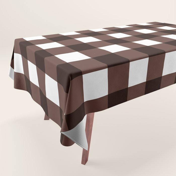 Classic Brown Gingham Checkered Pattern Tablecloth Gallery Image 1