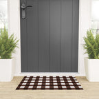 Classic Brown Gingham Checkered Pattern Welcome Mat Gallery Image 3
