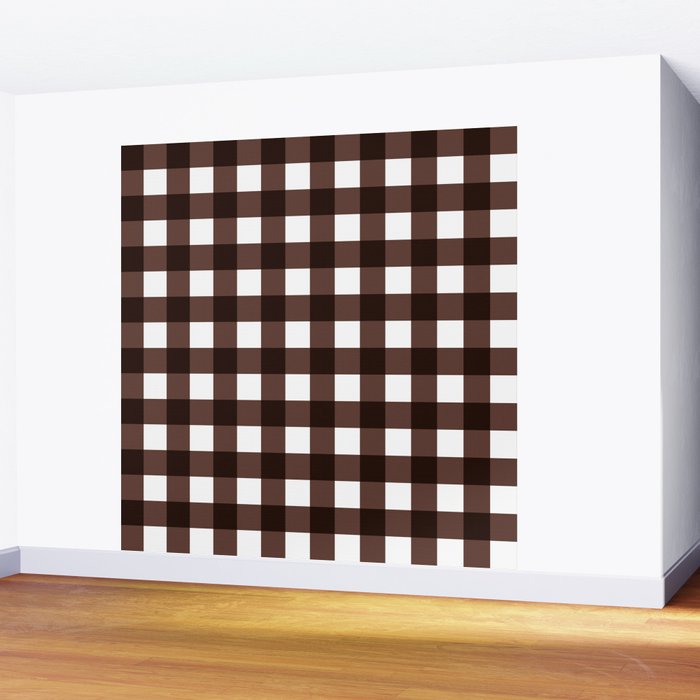 Classic Brown Gingham Checkered Pattern Wall Mural Gallery Image 2