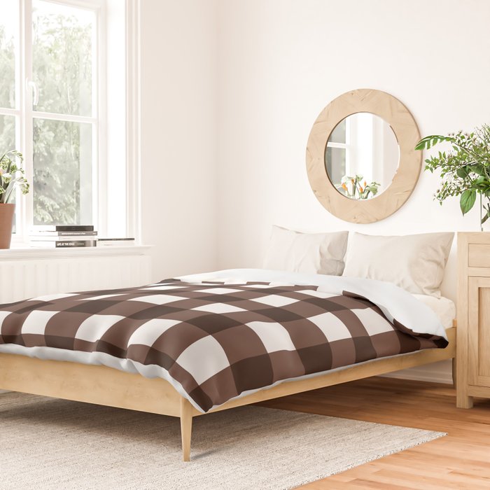 Classic Brown Gingham Checkered Pattern Duvet Cover Gallery Image 2