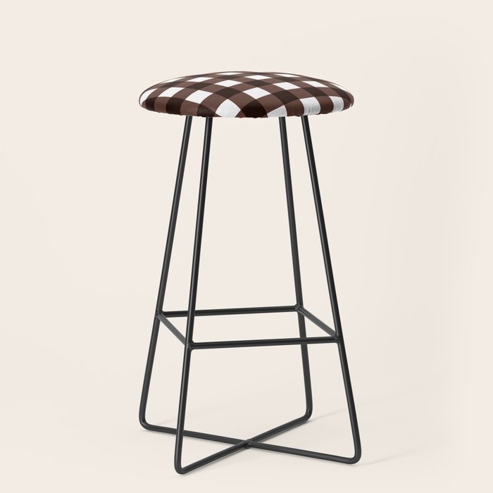 Classic Brown Gingham Checkered Pattern Stool Gallery Image 1