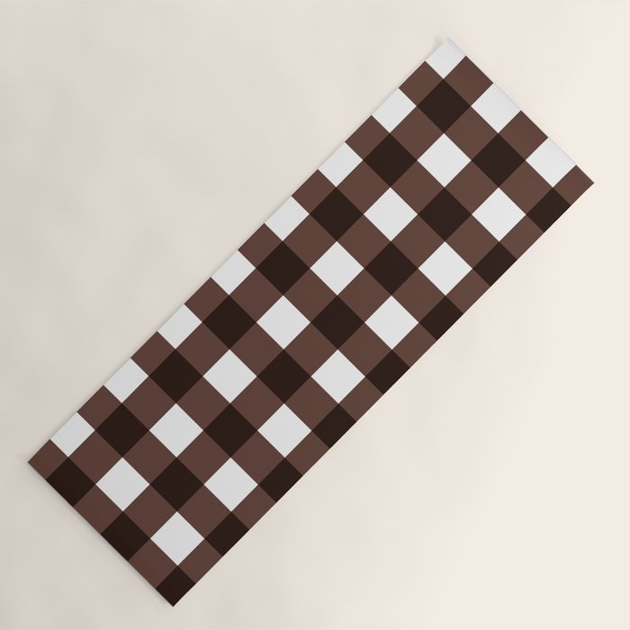 Classic Brown Gingham Checkered Pattern Yoga Mat Gallery Image 1