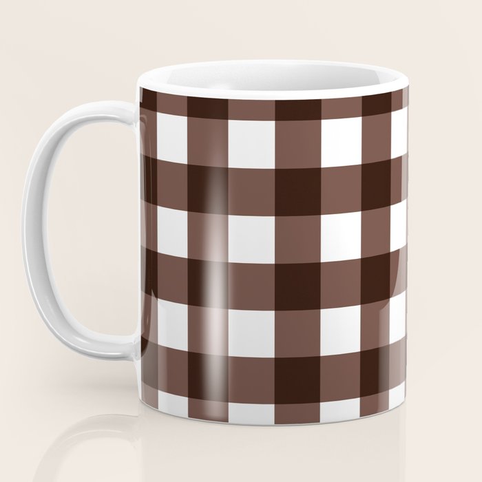Classic Brown Gingham Checkered Pattern Coffee Mug Gallery Image 3