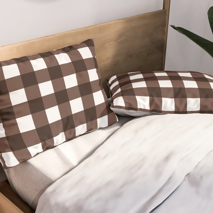 Classic Brown Gingham Checkered Pattern Pillow Sham Gallery Image 2