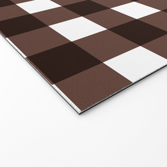 Classic Brown Gingham Checkered Pattern Welcome Mat Gallery Image 2