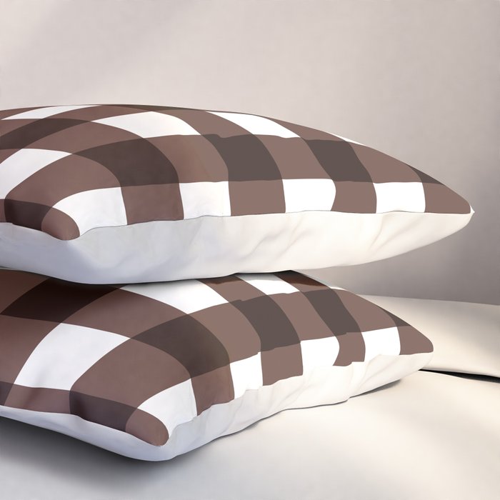 Classic Brown Gingham Checkered Pattern Pillow Sham Gallery Image 3