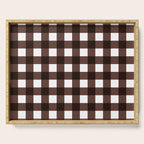 Classic Brown Gingham Checkered Pattern Serving Tray Gallery Image 1