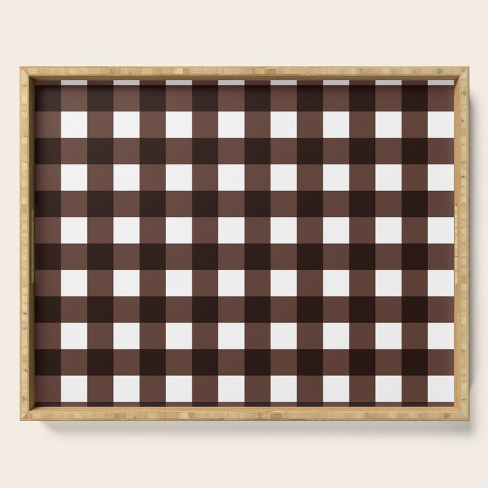 Classic Brown Gingham Checkered Pattern Serving Tray Gallery Image 1