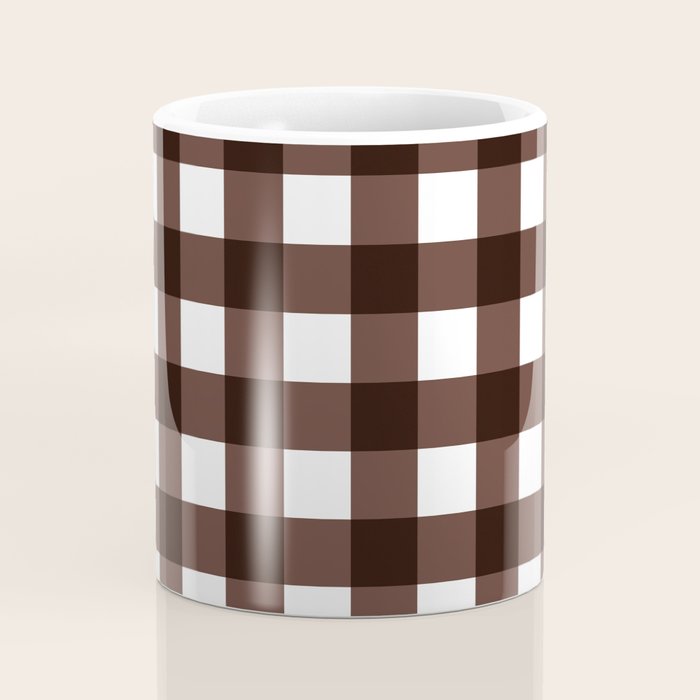 Classic Brown Gingham Checkered Pattern Coffee Mug Gallery Image 4