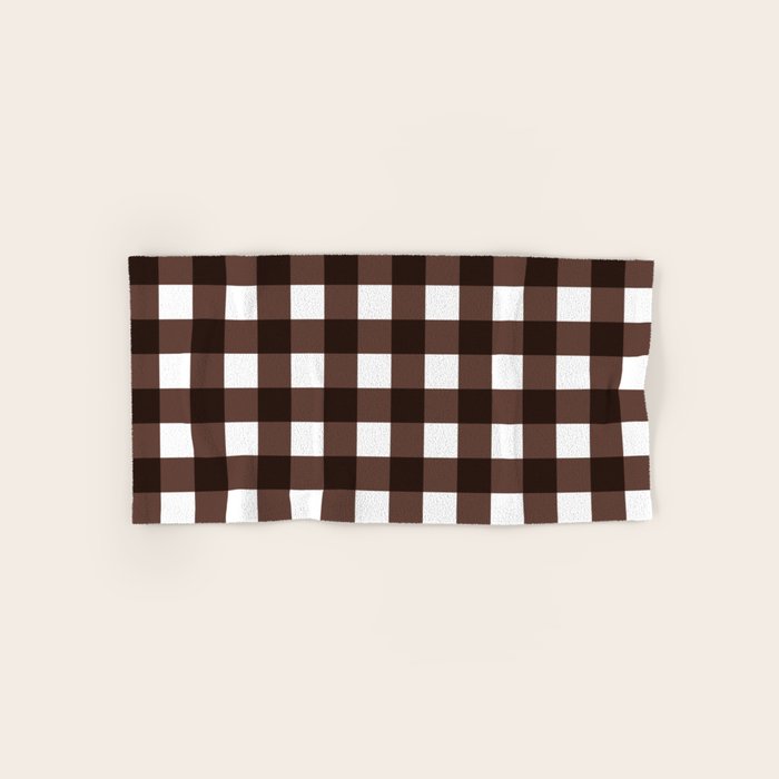 Classic Brown Gingham Checkered Pattern Bath Towel Gallery Image 1