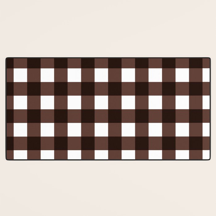 Classic Brown Gingham Checkered Pattern Desk Mat Gallery Image 3